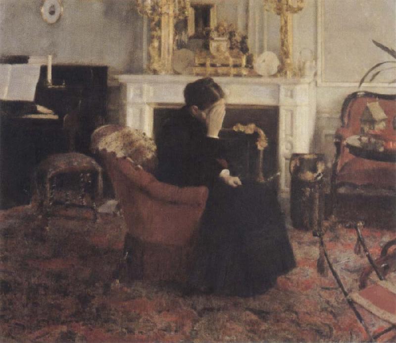 Fernand Khnopff Listingto Music by Schumann Germany oil painting art